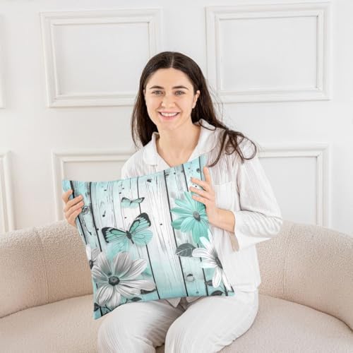 Erosebridal Rustic Flower Set of 2 Throw Pillow Cover 22x22 White Chic