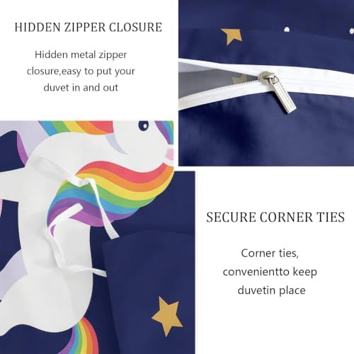 King Duvet Cover Set Soft Microfiber Dream Unicorn