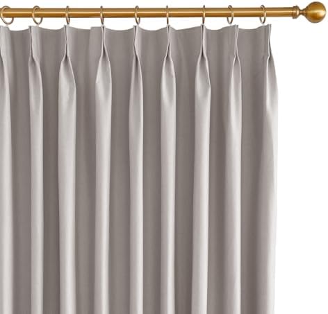 Rock Gray Full Blackout Pinch Pleated Curtains 50 x 84 Inches Long, 1