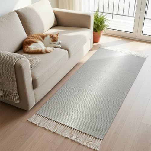 Grey Ombre Hallway Runner Rug 2'x5', Aesthetic Art Farmhouse Gradient