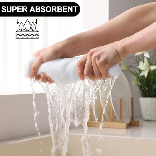 Homaxy Kitchen Towels and Dishcloths Set, Set of 16, White