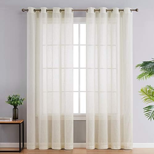 HLC.ME Sierra Burlap Flax Linen Semi Sheer Privacy Light Filtering