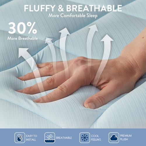 SureFit Cooling Mattress Topper Queen,Gel-Infused Memory Foam Mattress
