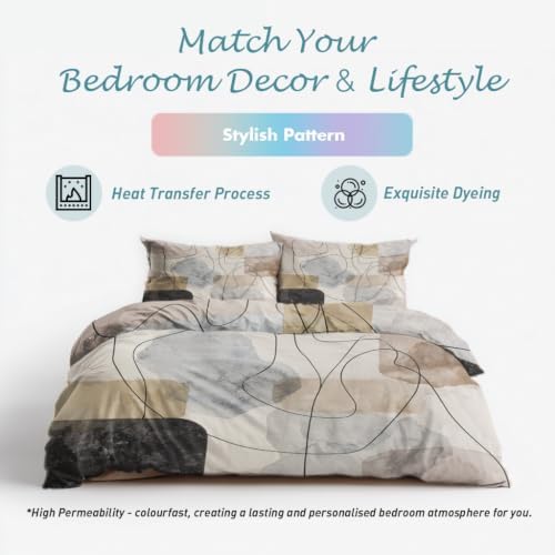 Abstract Line Art Duvet Cover Queen Size 3 Piece