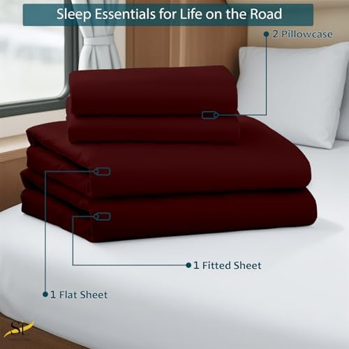 Shreem Linen Olympic Queen Sheets 66x80, 100% Egyptian Cotton 4-Piece
