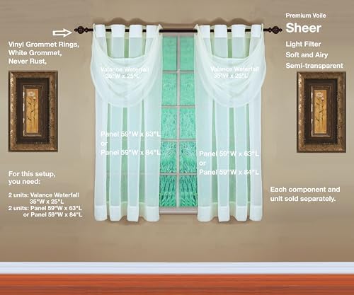 Today's Curtain, Emelia Grommet Sheer Panel 63" Ecru, 59" W x 63" L