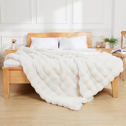 Latepis Luxury Faux Fur Throw Blanket Fuzzy for Couch Soft Thick