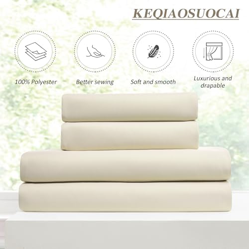 KEQIAOSUOCAI Pinch Pleated Cream Beige Curtains 120 Inches Long for