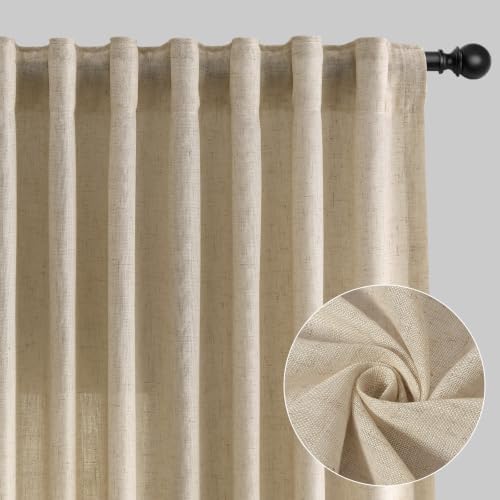 Aersas Linen Curtains 52x96 Inches Long for Living Room, Taupe