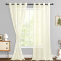 Hiasan Ivory Sheer Curtains with Tiebacks, W52 x L108, 2 Panels