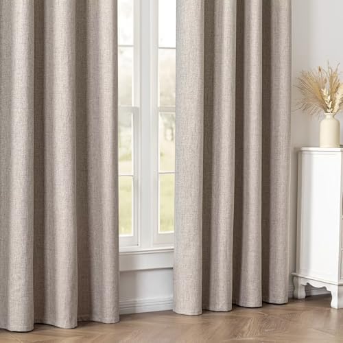 IGEMAEVE Blackout Curtains for Living Room Linen 100" W x 108" L