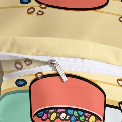 King Duvet Cover Set Cartoon Hamster Sunflower Seed Lines Bedding with