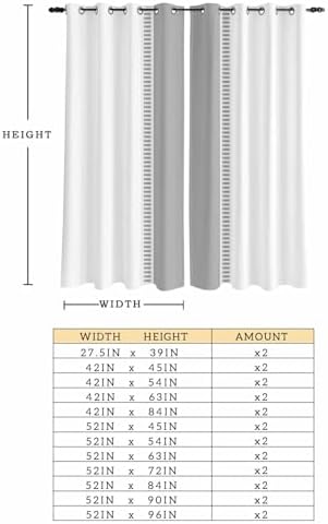 Pure Grey Window Curtains 63 Inch Length, Soild Color Minimalism