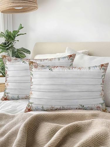 Outdoor Pillows Waterproof, Orange Coastal Starfish Bedding Throw