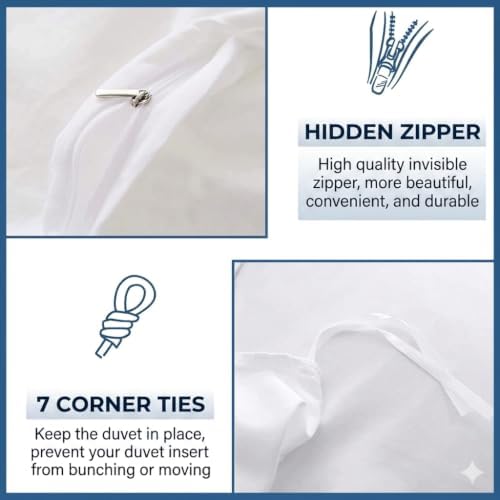 Crown Collection Premium Quality 3-Piece Duvet Cover Set with Hidden