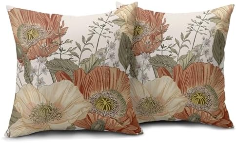 KSLIDS Vintage Floral Decorative Throw Pillow Covers 18x18 Inch Brown
