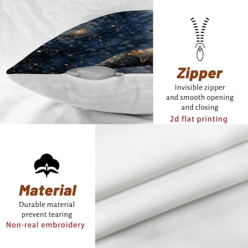 Gnome Throw Pillow Covers Set of 2, Fantasy Fanciful Telescope
