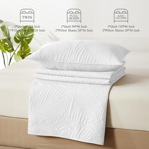 OARAGE Queen Quilt Bedding Set Soft Lightweight White Bedspread with