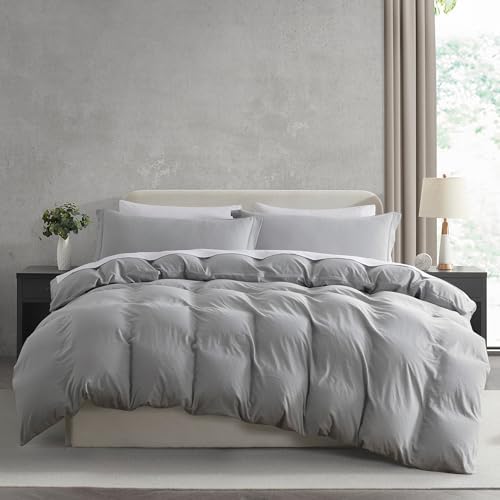Nestl Light Grey Duvet Cover Queen Size - Soft Double Brushed Queen