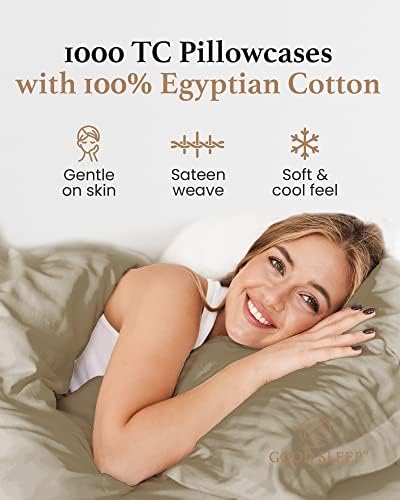 1000 TC Standard Pillowcases Set of 4 100% Egyptian Cotton Pillow