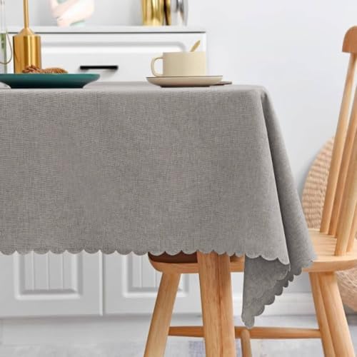 Cotton Linen Kitchen Table Cloth Square, Light Grey
