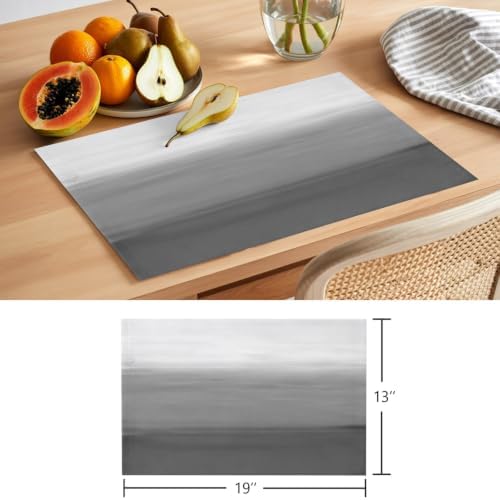 Cotton Linen Placemats for Dining Table Set of 8 Abstract Gray