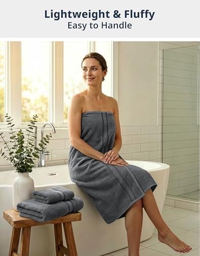 LANE LINEN Large Bath Towel Set Absorbent Quick Dry 100% Cotton - Cool