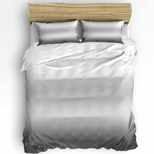 Duvet Cover Set Queen, Abstract Gradient Gray Black 3 Piece Bedding