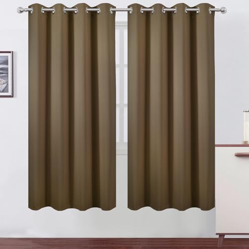 LEMOMO Brown Thermal Blackout Curtains/52 x 72 Inch/Set of 2 Panels