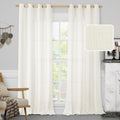 LAMIT Cream White Linen Curtains for Living Room 84 Inch Length, 2