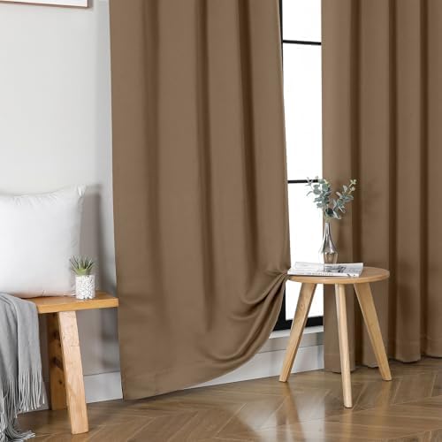 OWENIE Brown Blackout Curtains for Bedroom Living Room 72 Inch Long 2