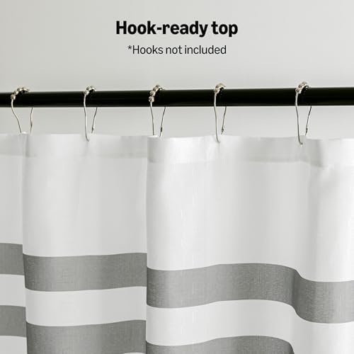 Amazon Basics Faux Linen Printed Shower Curtain for Bathroom
