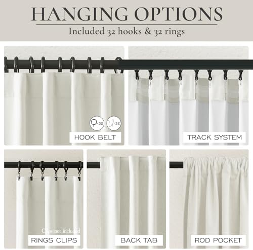 Beige White Room Darkening Curtains 72 Inches Long 2 Panels Burg
