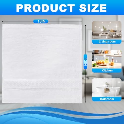 6 Pack Washcloths, 100% Cotton Wash Cloths, 13x13 Inch, White
