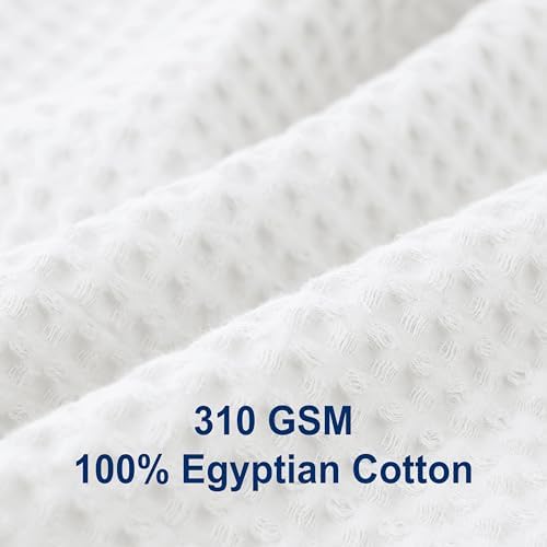 2Pcs 100% Egyptian Cotton Waffle Duvet Cover Set Twin 68 x 90, White