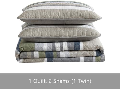 Eddie Bauer - Twin Quilt Set with Shams, Cotton, Reversible