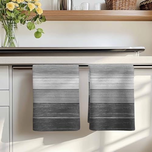 Grey Ombre Kitchen Towels Set of 4, Absorbent Microfiber Soft Dish