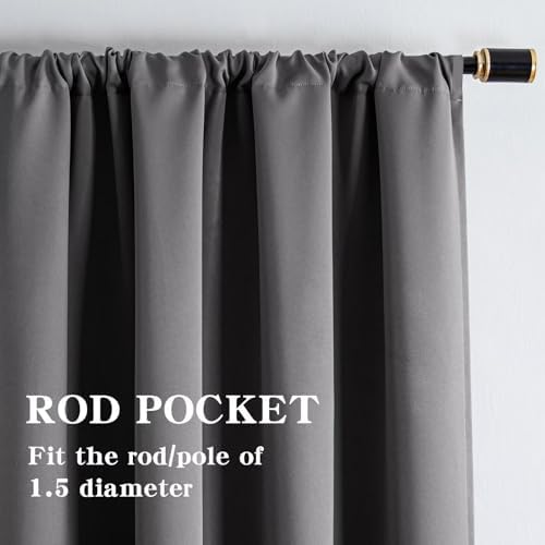 IGEMAEVE Blackout Curtains for Bedroom Light Grey 52" W x 96" L