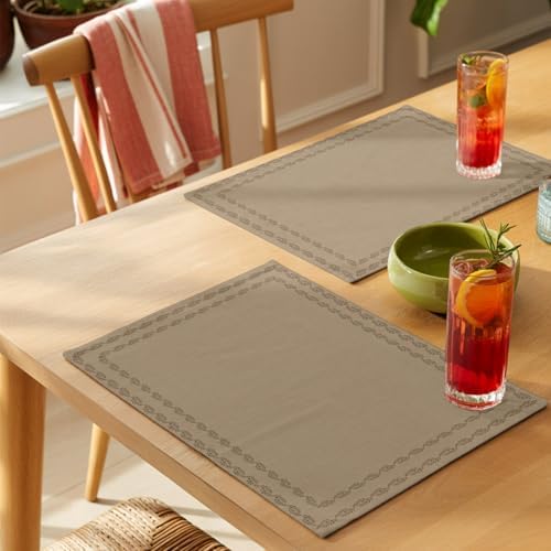 Placemat Set of 8 Minimalist Tan Dining Table Placemats Modern Natural