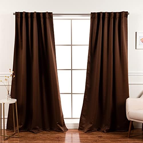 Home Fashion Set of 2 Panels Back Tab Rod Pocket 52x72 Chocolate