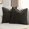 FUTEI Pack of 2 Chenille Soft Throw Pillow Covers 18x18 Inch, Black