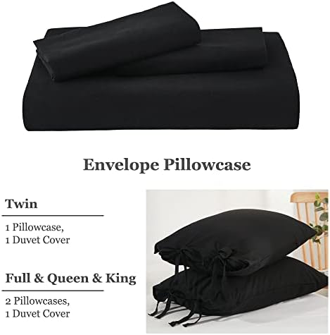 annadaif Black Duvet Cover Queen Size, 3 Pieces Duvet Cover Set
