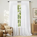 Extra Long White Curtain 108 Inches Long 2 Panel Set for Living Room