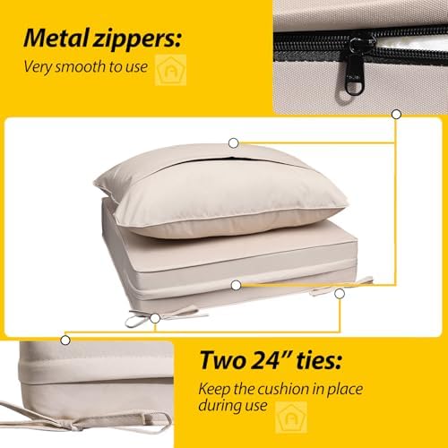 AAAAAcessories Outdoor Chair Cushions, 24 x 24 x 5 + 19 in, Set of 4