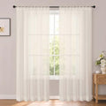 OWENIE Cream Sheer Curtains 84 Inches Long 2 Panels for Living Room 52