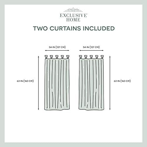 Exclusive Home Loha Linen Braided Tab Top Curtain Panel Pair, 54"x63"