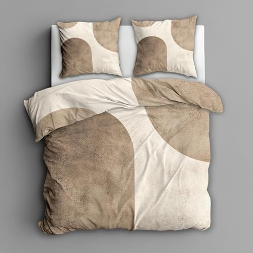 Geometric Duvet Cover King Size, Vintage Abstract Reversible Design