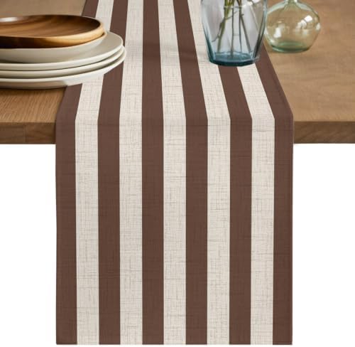 Taupe Brown Stripe Beige Striped Table Runners 90 Inches Long Dress