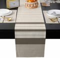 Brown Beige Striped Table Mats Set of 6 with Table Runner 90 Inches