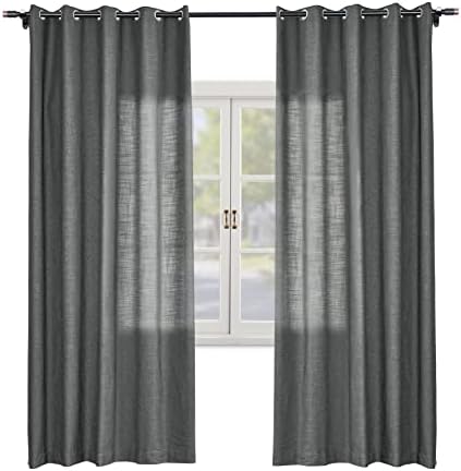 Macochico Light Filtering Curtains 63 Inches Long Linen Drapery Panels